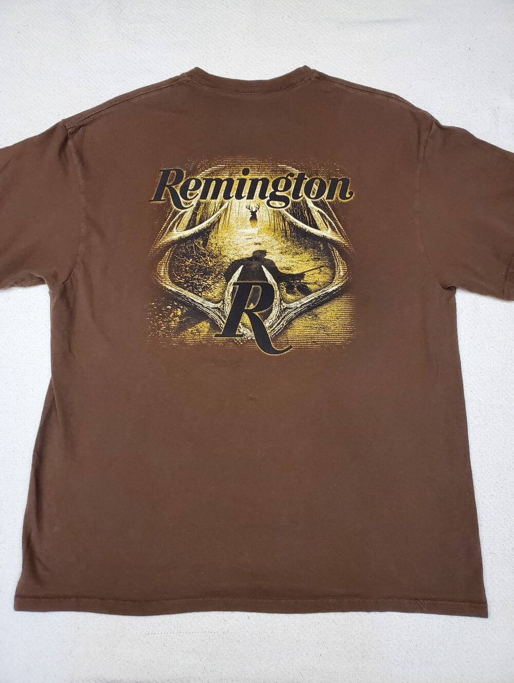 Remington Mens XL Brown T-Shirt Deer Antler Hunting Graphic Back Print Tee